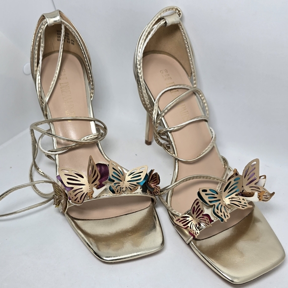 DREAM PAIRS Gold Butterfly Lace Up Strap Stilleto High Heels Sandal - Picture 5 of 16